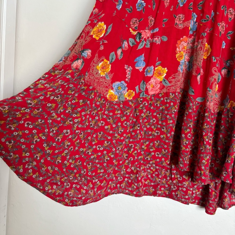 Bila Sleeveless V-Neck Rayon Mixed Floral Print Asymmetrical Dress Size XL Boho - Picture 6 of 12